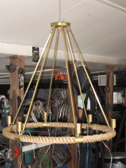 rope chandelier w custom brass fittings