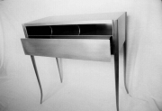 brushed and lacquered aluminum mail desk