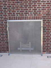 stainless steel outdoor fireplace screen and log grate