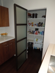 steel pantry door with frosted glass